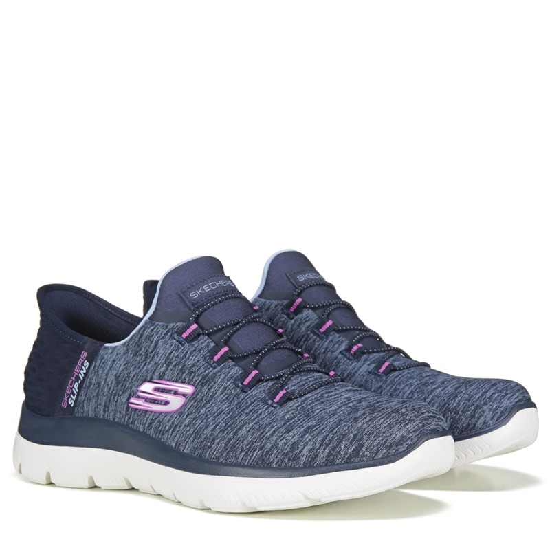 Skechers Women's Slip-Ins Summits Medium/Wide Sneakers (Navy/Purple) - Size 13.0 M