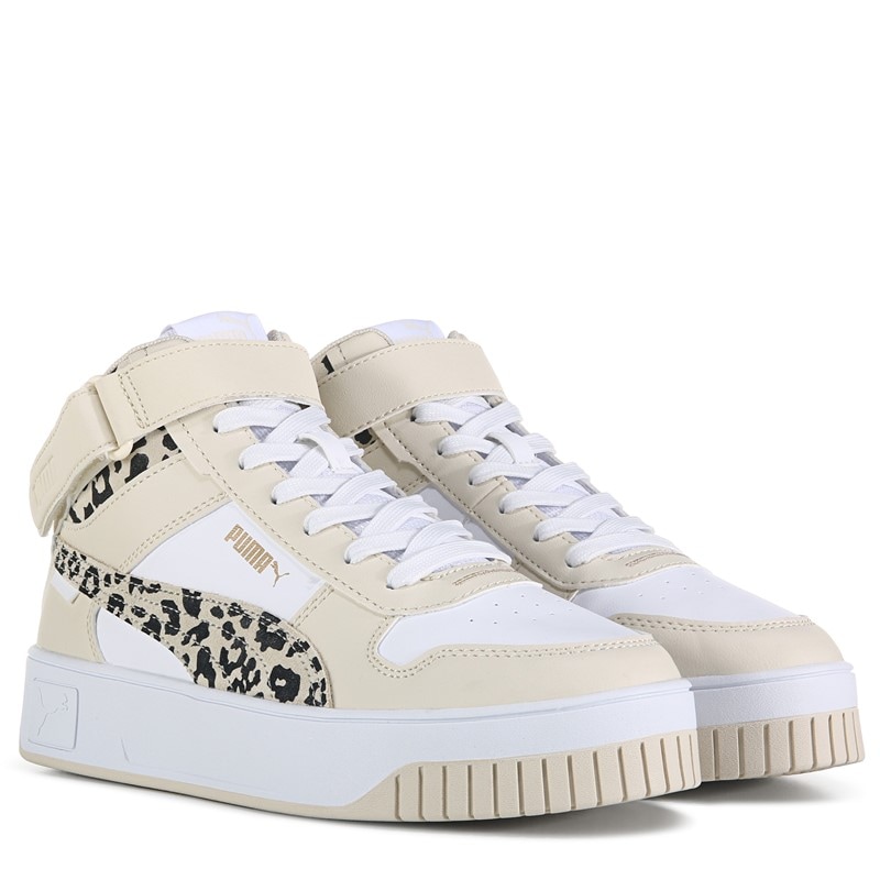Puma Women's Carina Street High Top Sneakers (Off White/Leopard) - Size 6.0 M