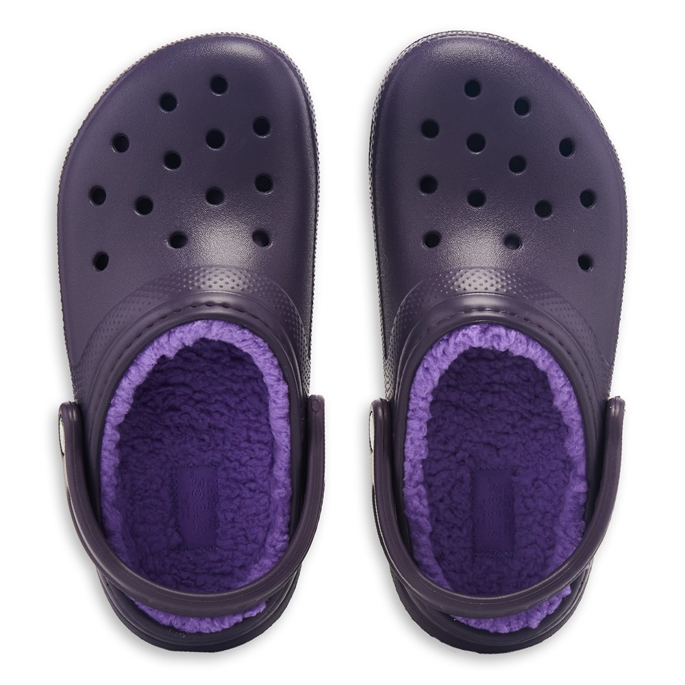 Lavender fashion fuzzy lined crocs