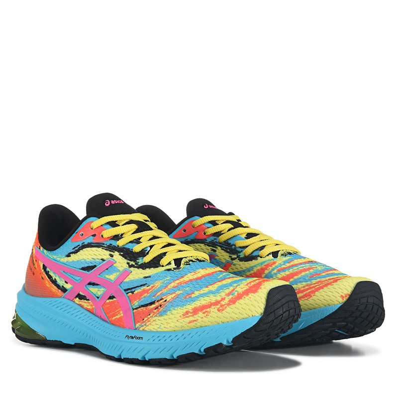 ASICS Men's Gt 1000 12 Medium/Wide Running Shoes (Vibrant Yellow/Hot Pink Multi) - Size 8.0 M