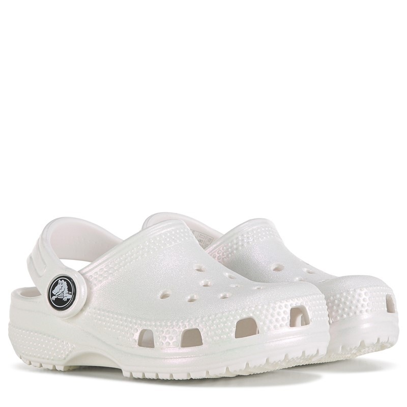 Crocs Kids' Classic Clog Toddler Shoes (White Iridescent) - Size 6.0 M