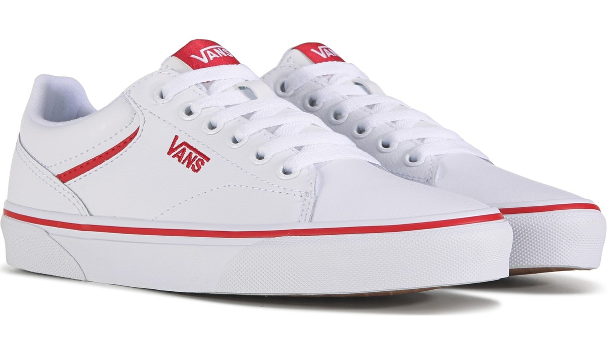 White vans outlet with red bottoms