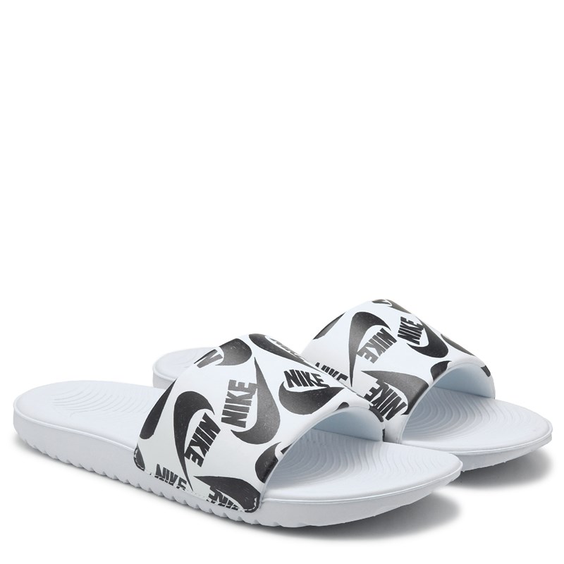 Nike Kids' Kawa Slide Sandal Little/Big Kid Sandals (White/Black Logo) - Size 6.0 M