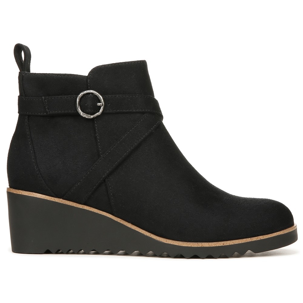 Womens black wedge top bootie