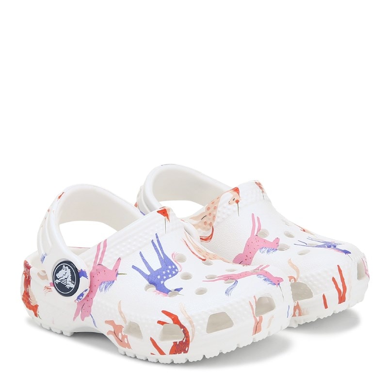 Crocs Kids' Graphic Classic Clog Toddler Shoes (White Unicorn) - Size 10.0 M