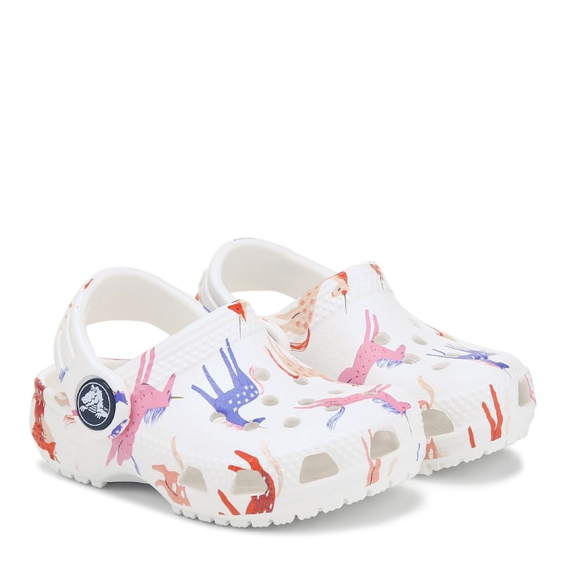 Crocs Kids' Graphic Classic Clog Toddler Shoes (White Unicorn) - Size 8.0 M