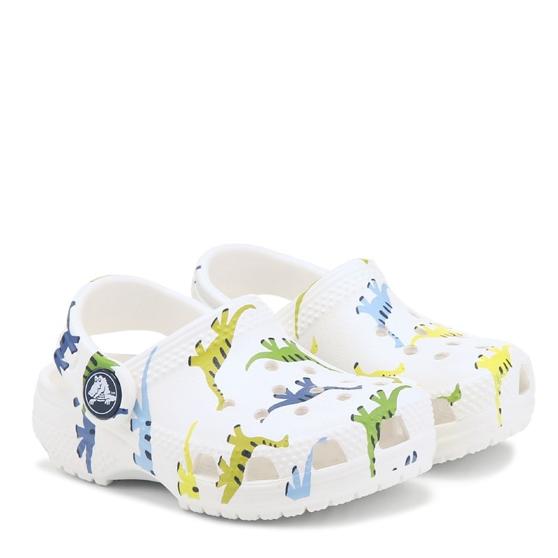 Crocs Kids' Graphic Classic Clog Toddler Shoes (White Dinosaur) - Size 9.0 M