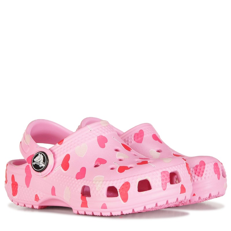 Crocs Kids' Graphic Classic Clog Toddler Shoes (Pink Hearts Multi) - Size 6.0 M