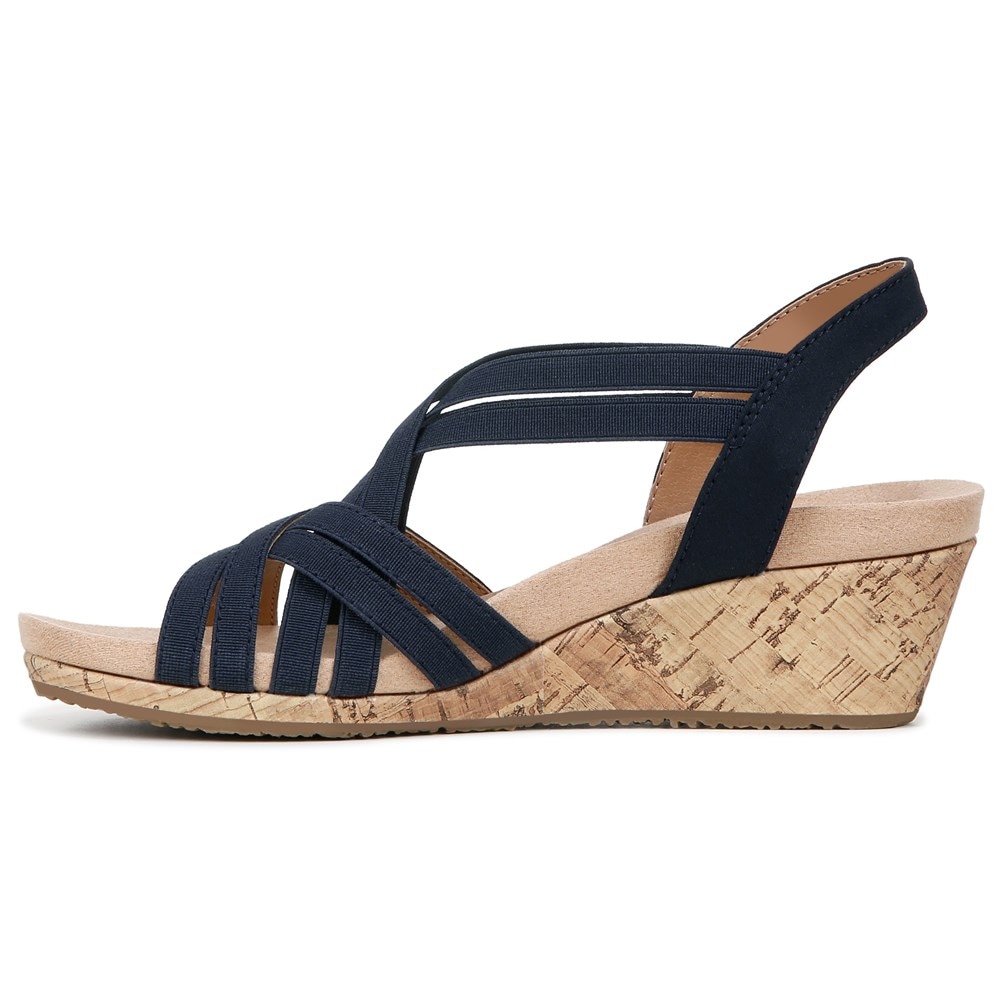 Ladies navy blue shops wedge sandals