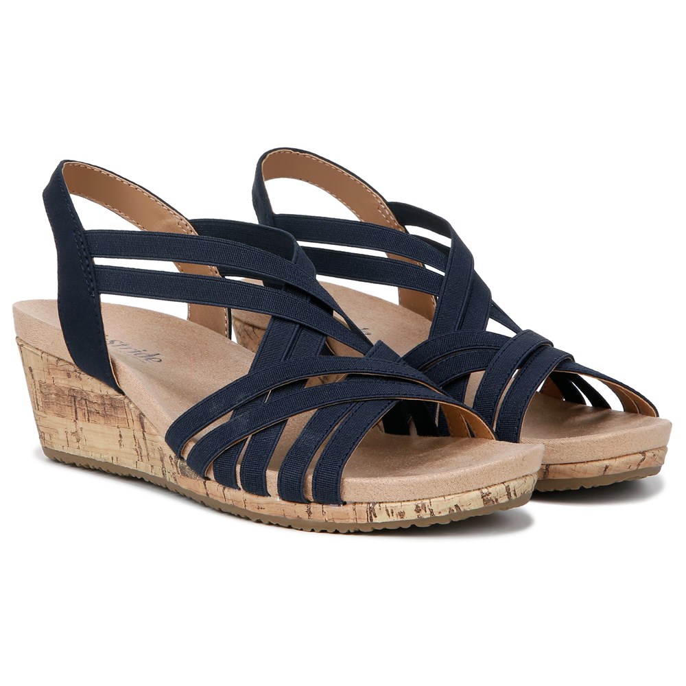 Navy wedge sandals uk best sale