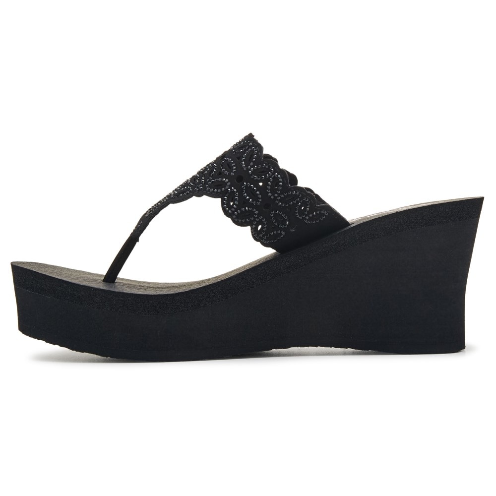 Black wedge flip flop sandals online