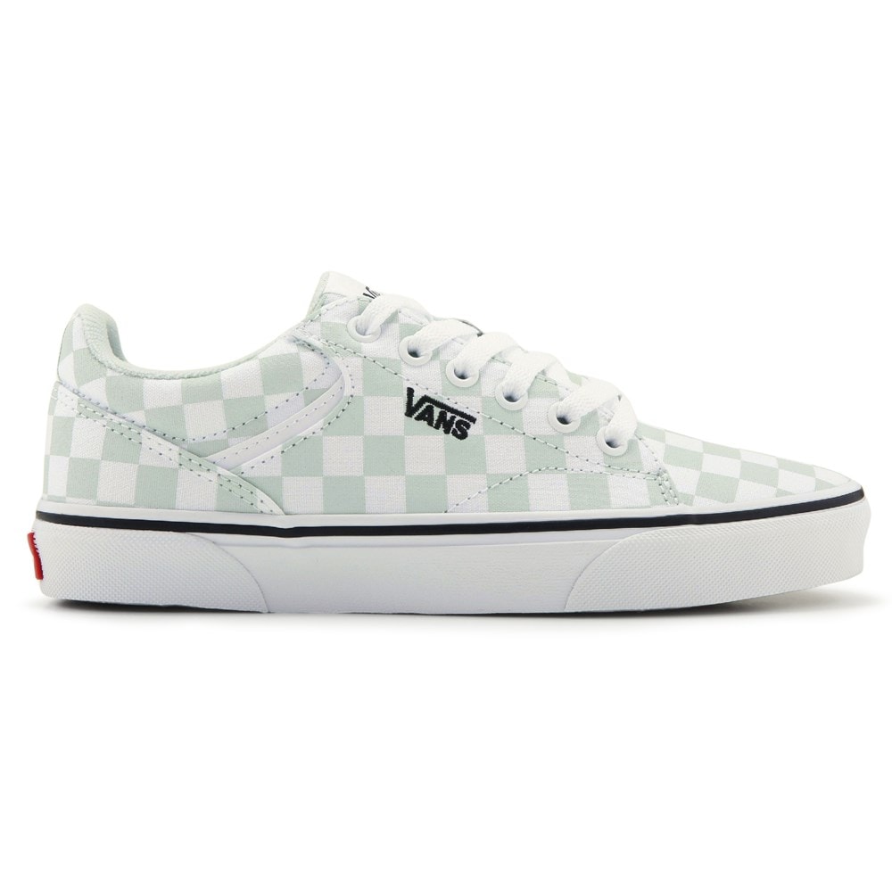 Vans® store Seldan White on White Checkerboard Skate Shoes Sneakers