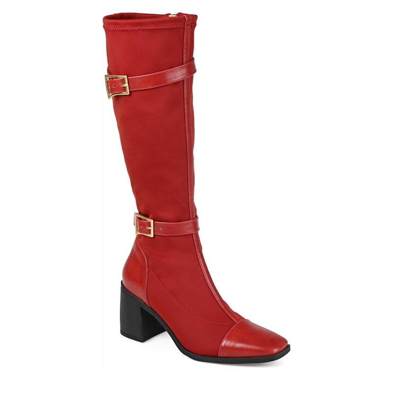 Journee Collection Women's Gaibree Wide Calf Block Heel Tall Boots (Red) - Size 9.5 M