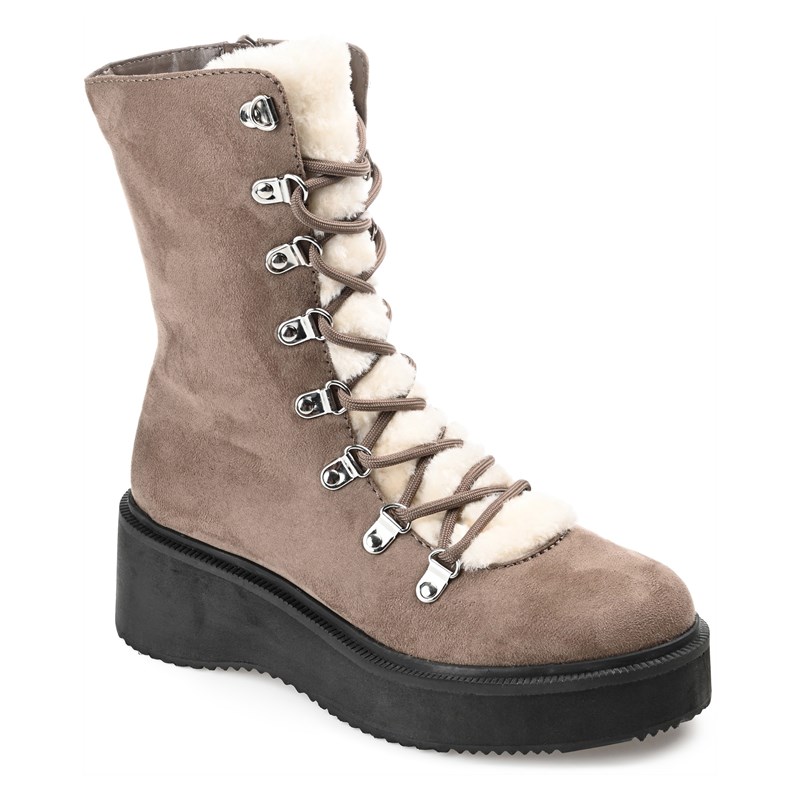 Journee Collection Women's Kannon Lace Up Boots (Taupe) - Size 7.0 M