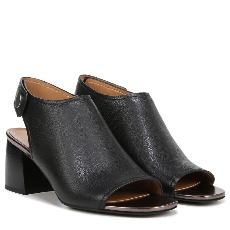 Vionic Women's Valencia Peep Toe Heel Shoes (Black Leather) - Size 6.0 W