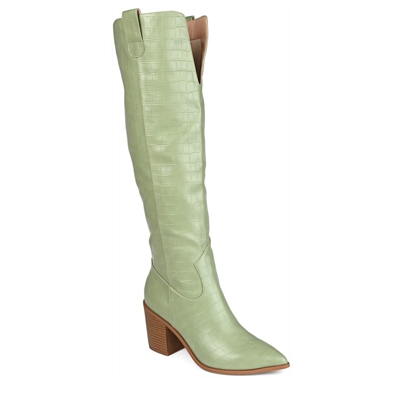 Journee Collection Women's Therese X-Wide Calf Block Heel Tall Boots (Green) - Size 7.0 M