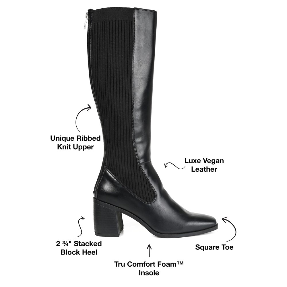 Journee Collection Womens Winny Tru Comfort Foam Extra Wide Calf Stacked  Heel Knee High Boots 