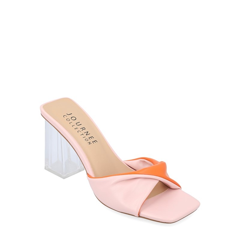 Journee Collection Women's Aylia Block Heel Slide Sandals (Pink) - Size 8.5 M