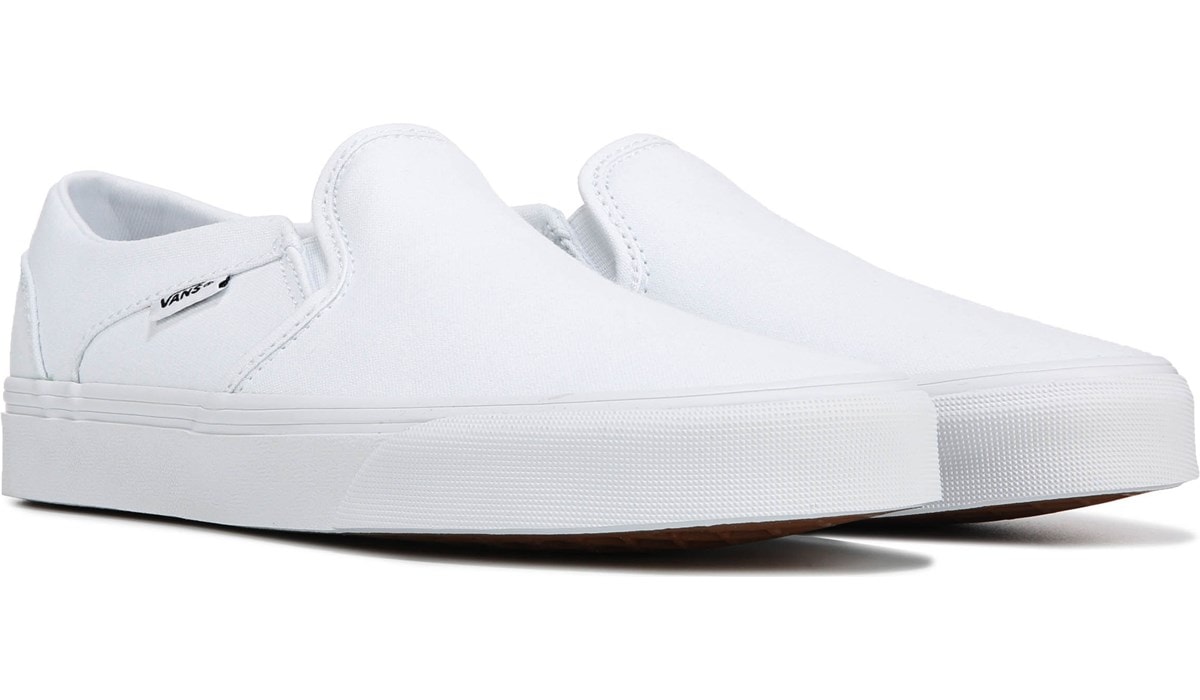 white leather slip on shoes