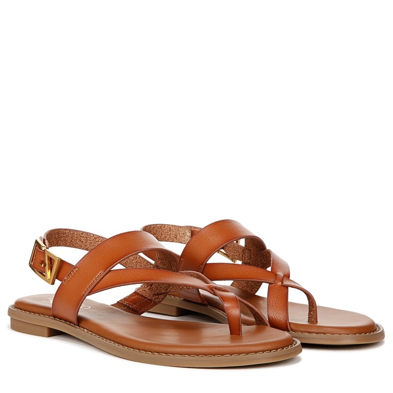 Franco Sarto Women's Gabby Flat Sandals (Cognac) - Size 7.0 M