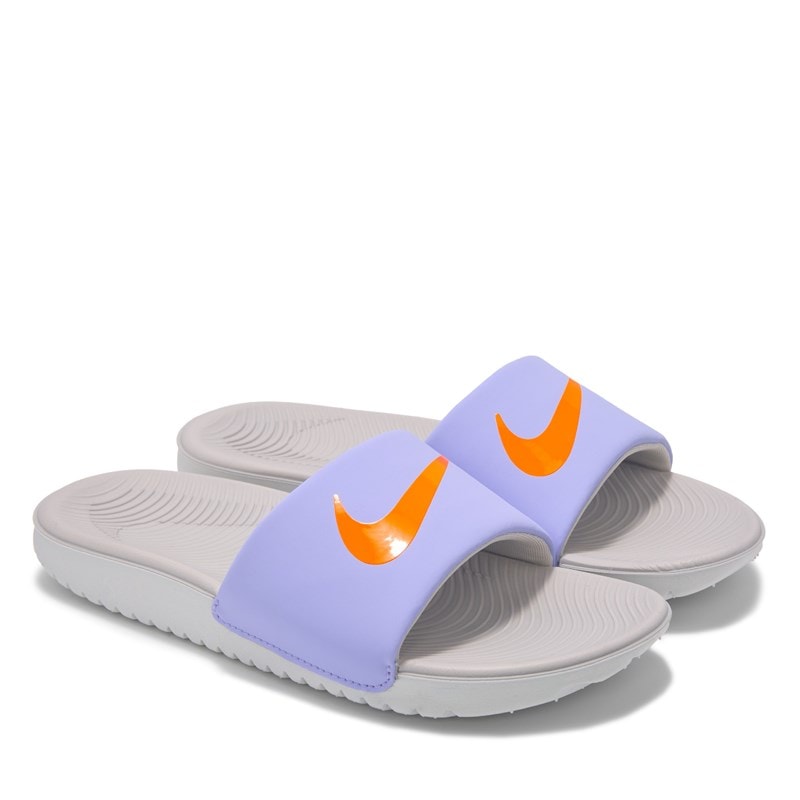 Nike Kids' Kawa Slide Sandal Little/Big Kid Sandals (Purple/Grey/Orange) - Size 13.0 M