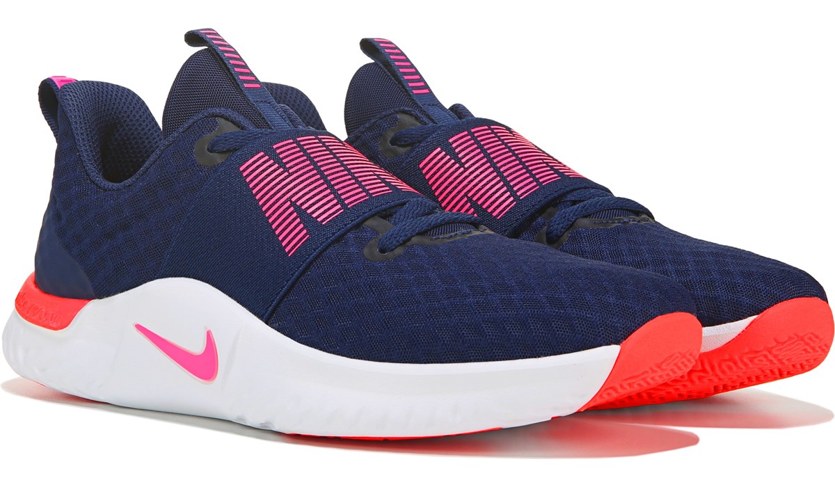 navy and pink nike shoes