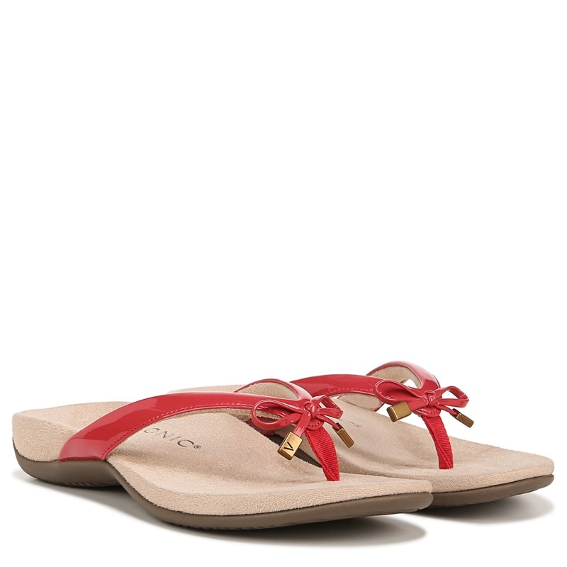 Vionic Women's Bella Narrow/Medium/Wide Flip Flop Sandals (Red Synthetic) - Size 9.5 M