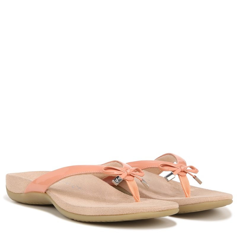 Vionic Women's Bella Narrow/Medium/Wide Flip Flop Sandals (Orange Synthetic) - Size 7.5 M