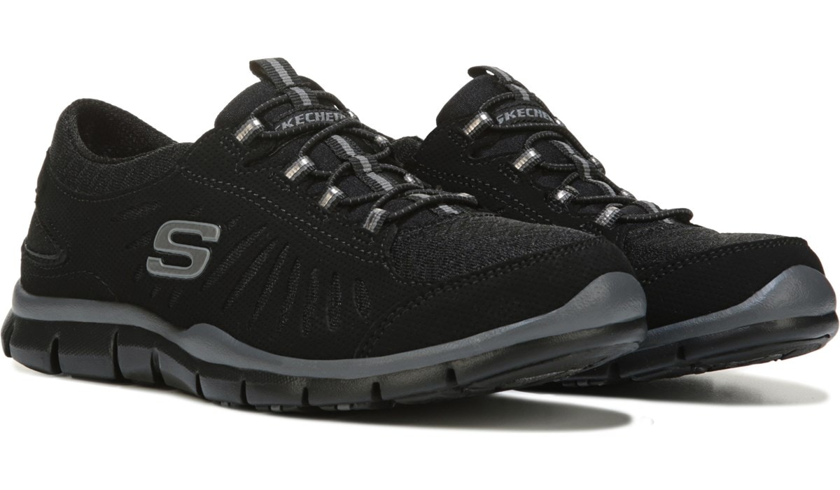 skechers black slip on sneakers