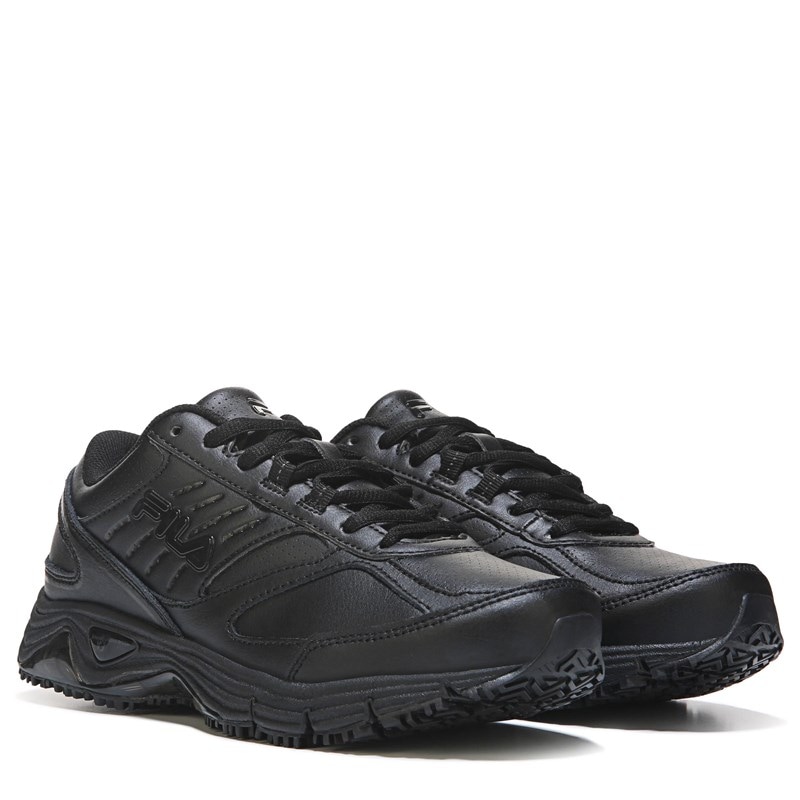 Fila Women's Memory Flux Foam Wide Slip Resistant Shoes (Black) - Size 9.5 W