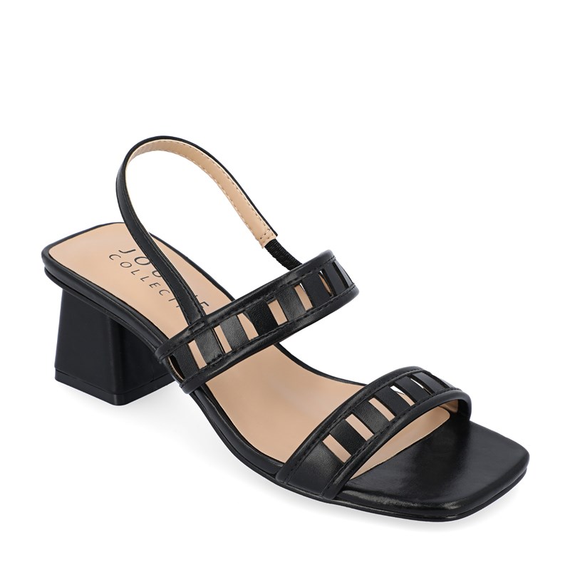 Journee Collection Women's Ismay Block Heel Sandals (Black) - Size 7.0 M