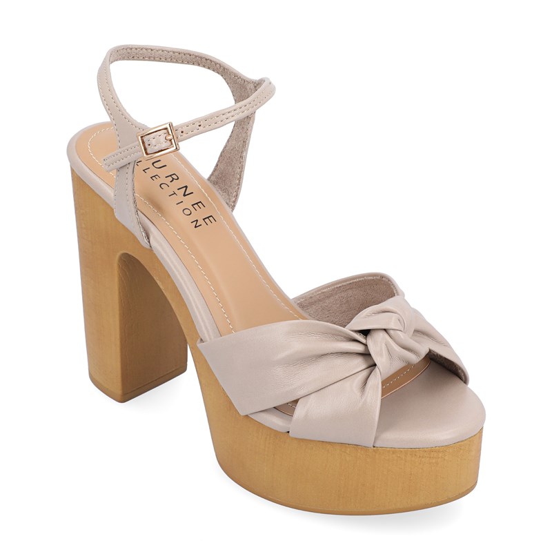 Journee Collection Women's Lorrica Platform Heeled Dress Sandals (Taupe) - Size 7.5 M