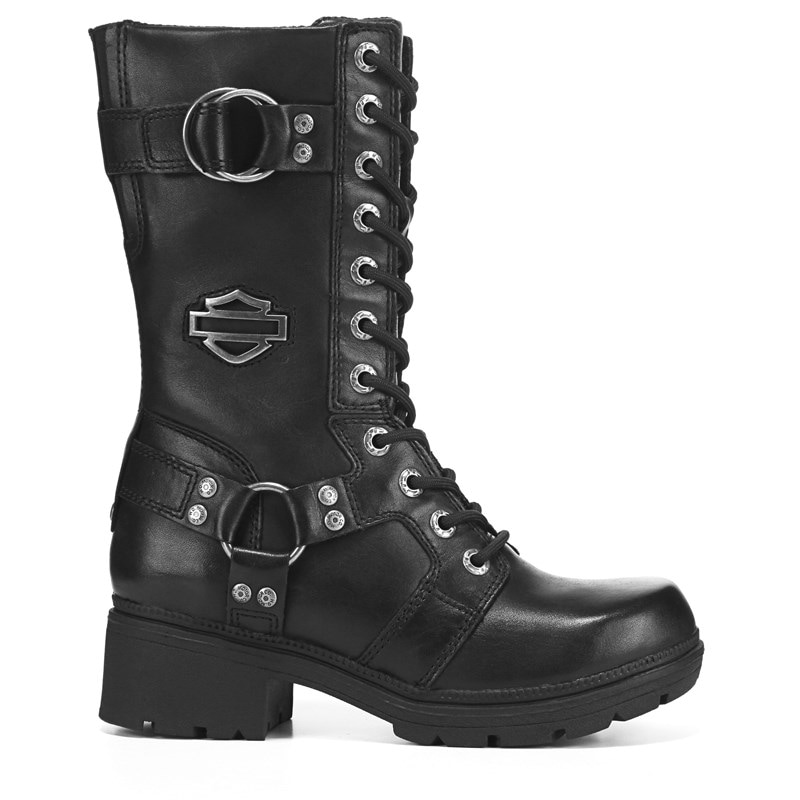 Harley Davidson Women's Eda Lace Up Motorcycle Boots (Black Leather) - Size 6.0 M