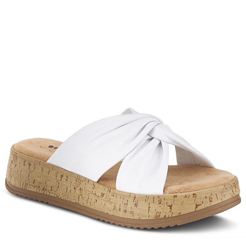 Spring Step Women's Ebosia Slide Sandals (White Leather) - Size 8.0 M