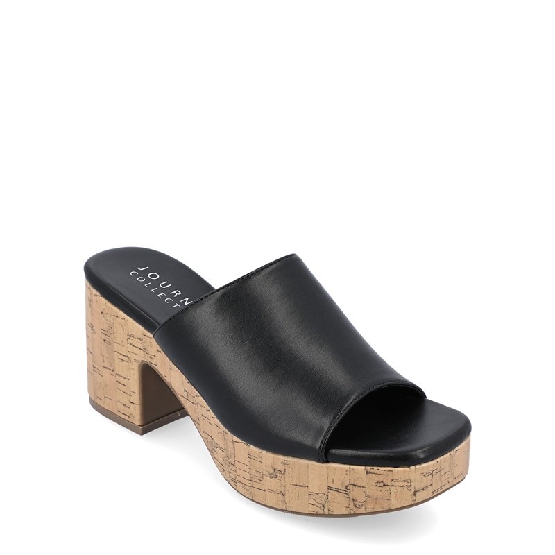 Women's  Platform Slide Sandals (Black) - Size 10.0 M - Journee Collection ASTTER