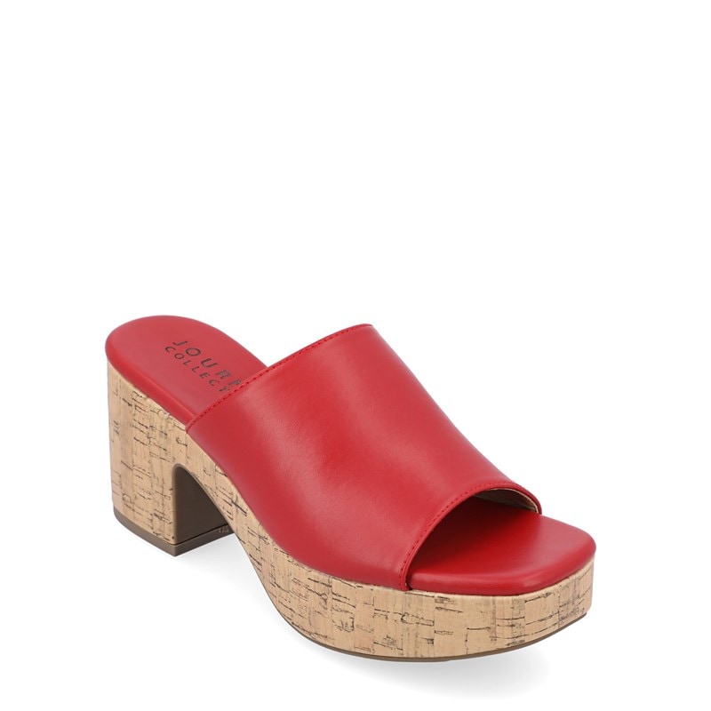 Journee Collection Women's Astter Platform Slide Sandals (Red) - Size 8.0 M