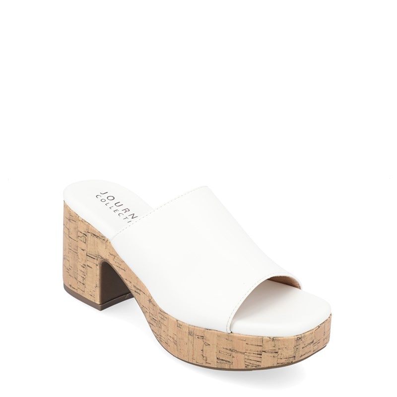 Journee Collection Women's Astter Platform Slide Sandals (White) - Size 10.0 M