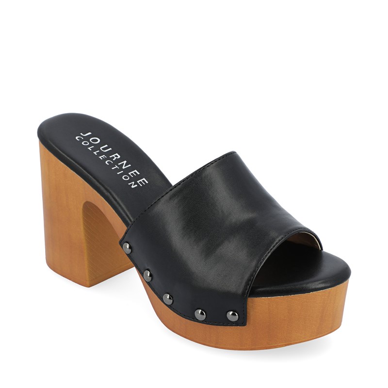 Journee Collection Women's Veda Platform Slide Sandals (Black) - Size 8.0 M