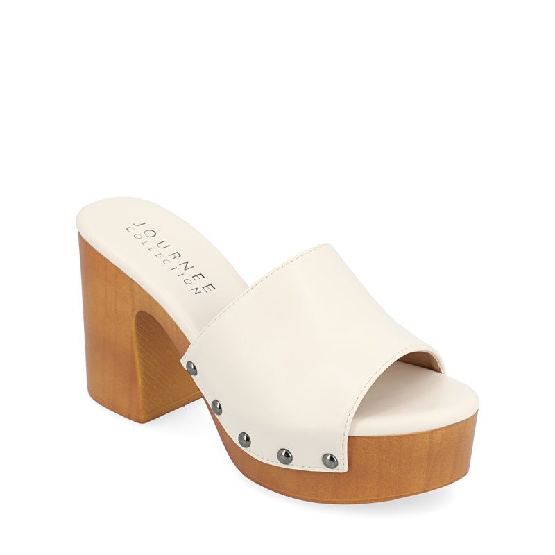 Journee Collection Women's Veda Platform Slide Sandals (Off White) - Size 8.5 M