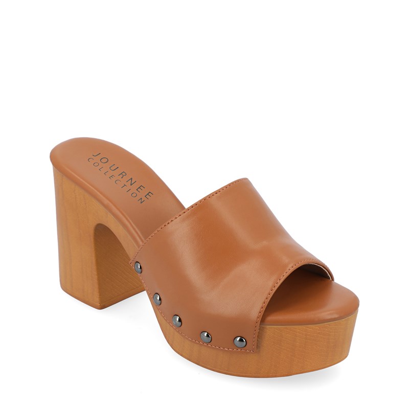 Journee Collection Women's Veda Platform Slide Sandals (Tan) - Size 8.0 M