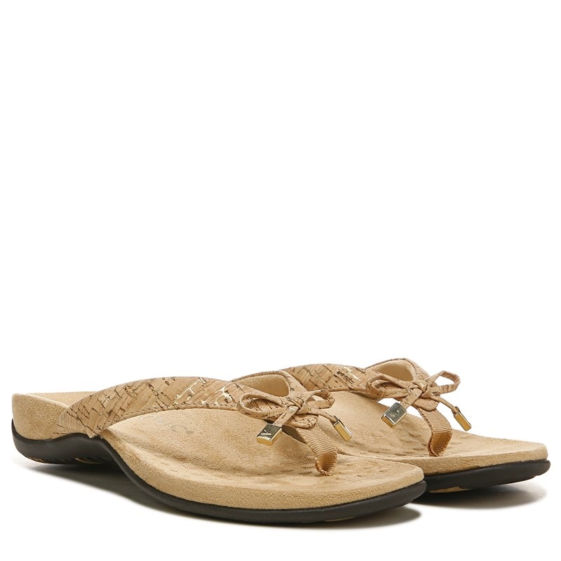 Vionic Women's Bella Narrow/Medium/Wide Flip Flop Sandals (Gold Cork) - Size 7.5 M