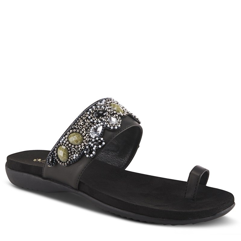 Patrizia Women's Amalfi Toe Loop Sandals (Black Synthetic) - Size 37.0 M -  AMALFI-B