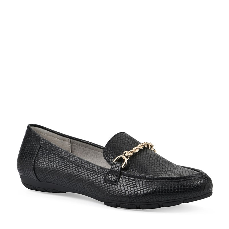 Cliffs by White Mountain Women's Genius Wide Loafers (Black Snake Print) - Size 6.5 W