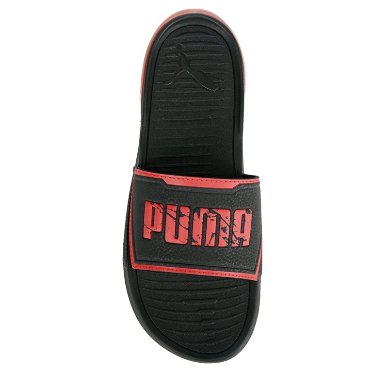 all red puma slides