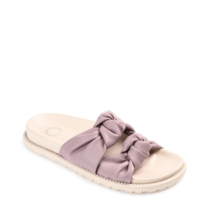 Journee Collection Women's Melanie Comfort Slide Sandals (Purple) - Size 8.0 M
