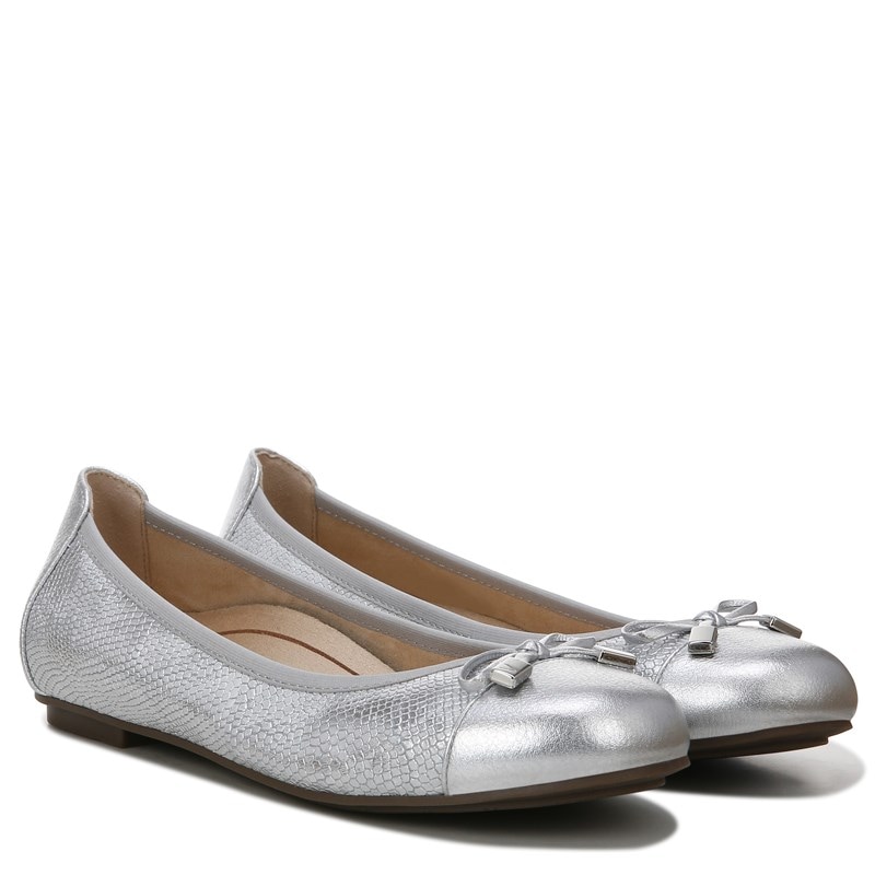 Vionic Women's Minna Narrow/Medium/Wide Flat Shoes (Silver Metal Snake Print) - Size 5.0 W