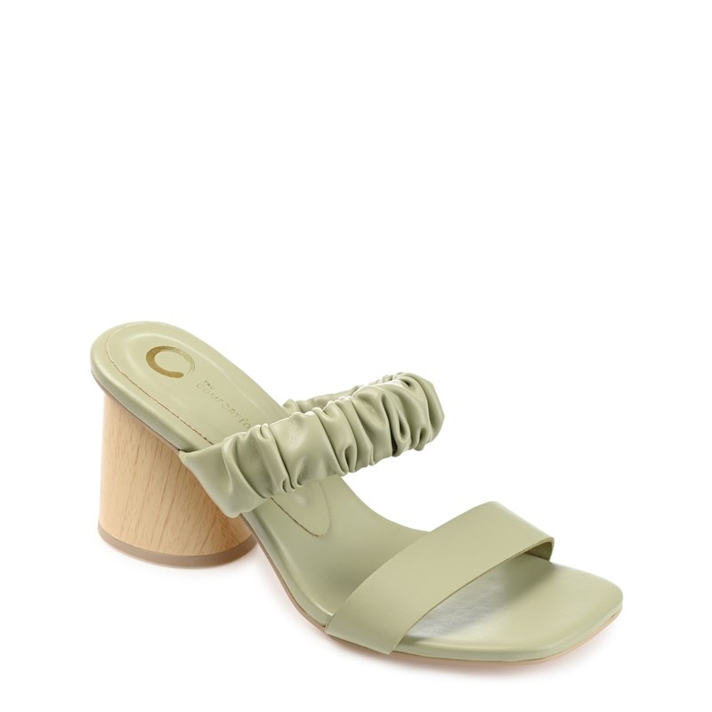 Journee Collection Women's Fayth Block Heel Slide Sandals (Green) - Size 8.0 M