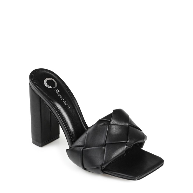 Journee Collection Women's Maysie Block Heel Slide Sandals (Black) - Size 8.0 M