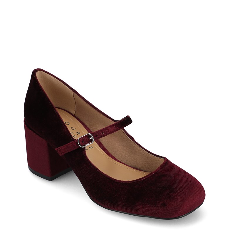 Journee Women's Okenna Wide Mary Jane Pump Shoes (Wine Faux Leather) - Size 8.5 W