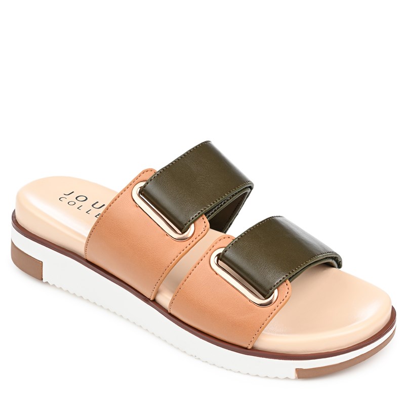 Journee Collection Women's Ashanti Platform Slide Sandals (Olive) - Size 8.0 M